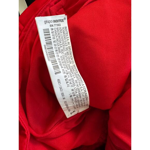 New ZARA Women's Red Satin Ruched Camisole Underwire Body Suit Size M - Picture 6 of 7